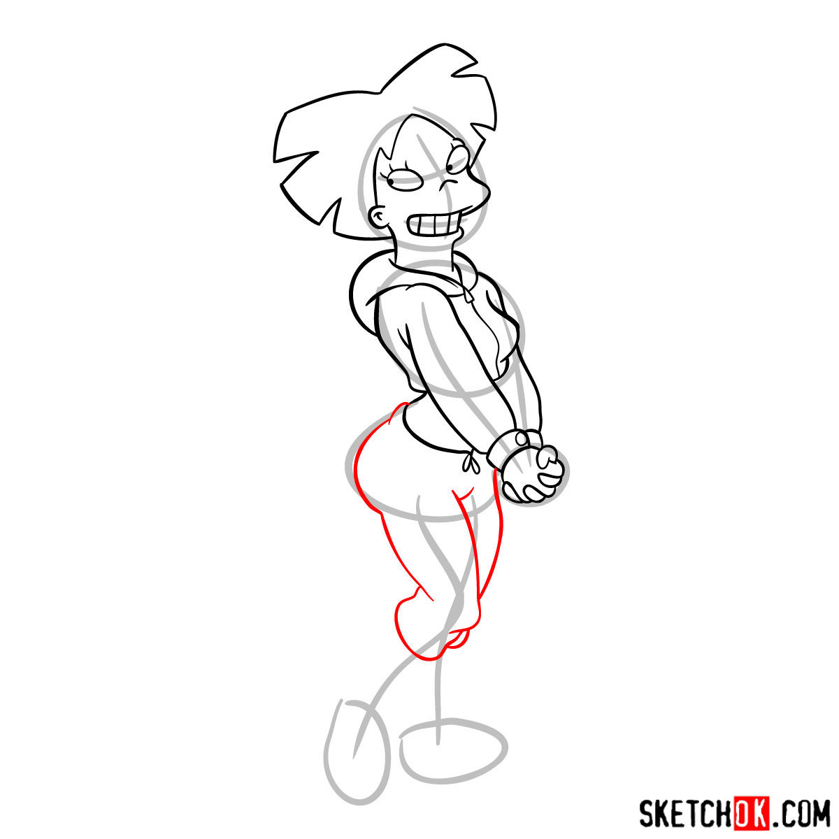 How to draw Amy Kroker (Wong) from Futurama - step 10
